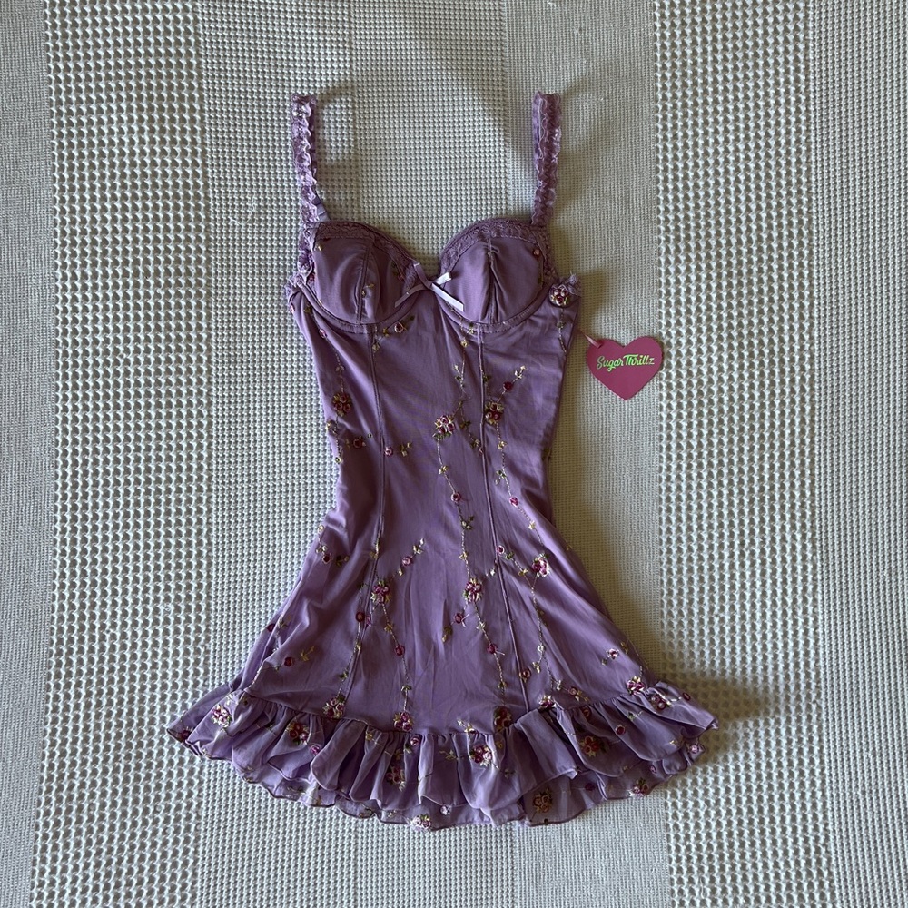 NWT - Dolls Kill - ‘I’m Baby Mini Slip Dress’ - Purple - XS